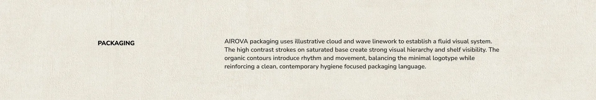 Packaging note: cloud and wave linework on a saturated base, built for shelf visibility